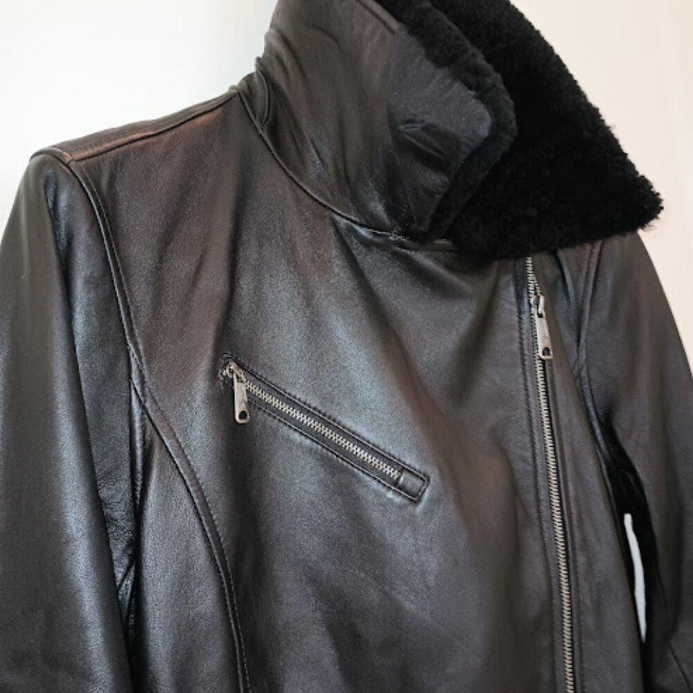Ralph Lauren women's lamb genuine leather motorcycle jacket size L - Picture 4 of 11